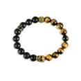 thumbnail image 2 of Crucible Jewelry Men's Skull with Tiger Eye and Matte Onyx Stone Bead Stretch Bracelet (10mm), 2 of 3