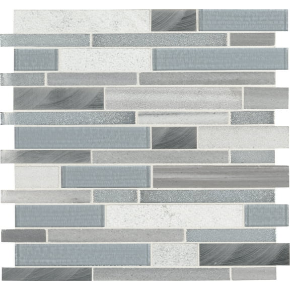 Harlow Interlocking 12 in. x 12 in. x 8mm Glass Stone Metal Mesh-Mounted Mosaic Tile (10 sq. ft. / case)