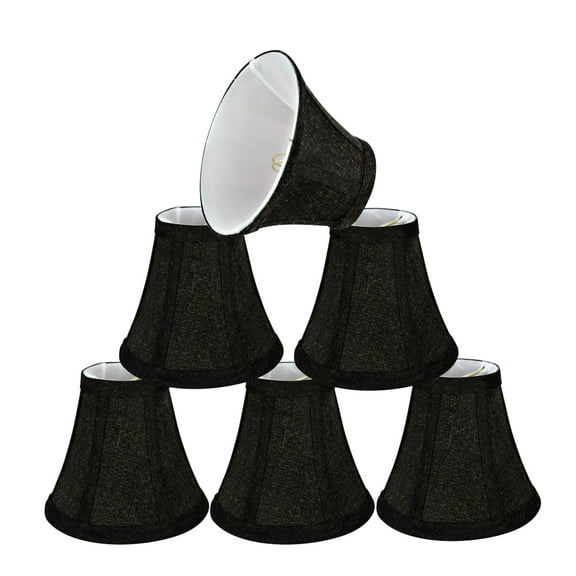 Aspen Creative 30070-6 Small Bell Shape Chandelier Clip-On Lamp Shade Set (6 Pack), Transitional Design in Two-Tone Black, 6" bottom width (3" x 6" x 5" )