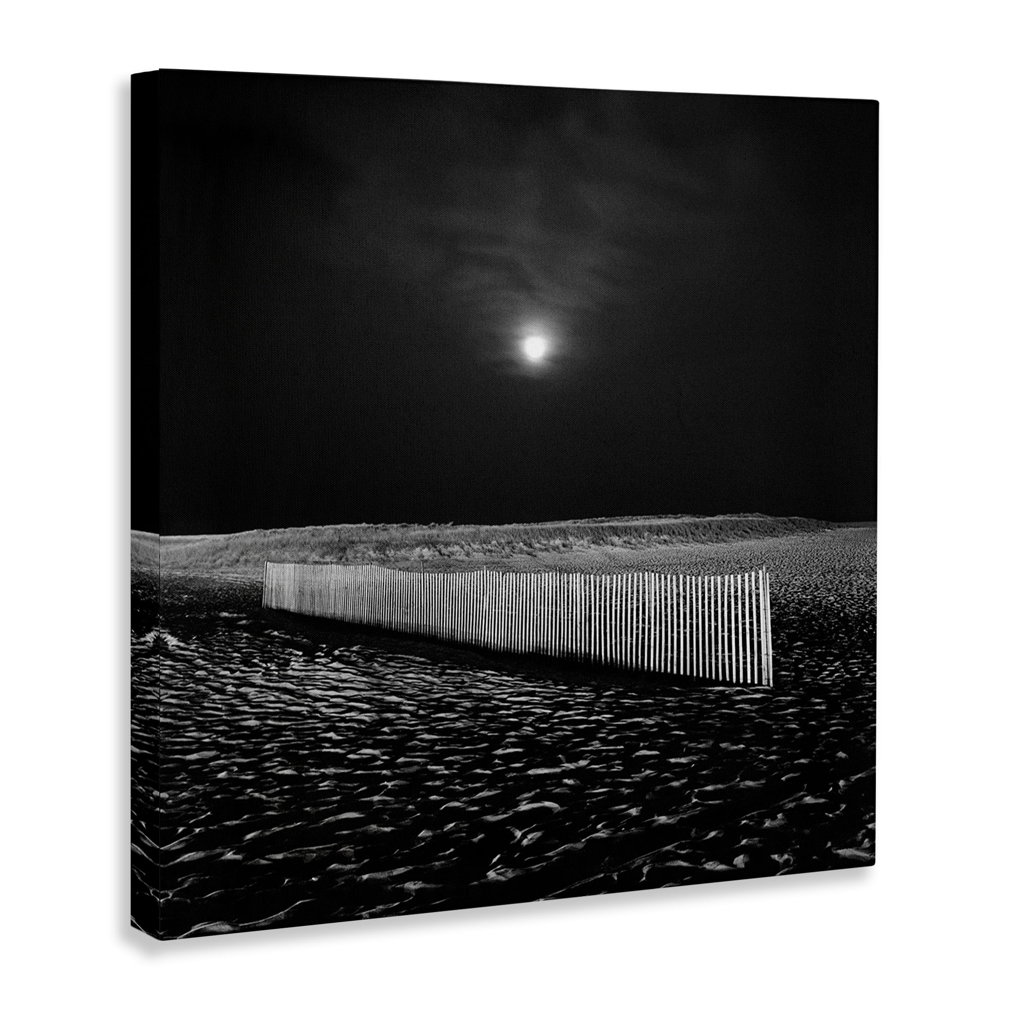Stupell Industries Beach Fence at Night Coastal Photography Gallery Wrapped Canvas Art Print Wall Art, 36 x 36