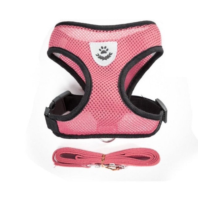 Cat Dog Harness with Lead Leash - Adjustable Vest, Breathable Mesh, Reflective Stripes ShopWise Round