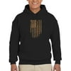Smartprints Mens Graphic Hoodie Black - Usa Flag Brown Scratched Cotton Blend Classic Fit