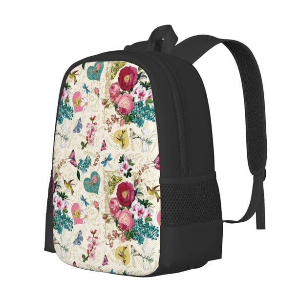 Disketp Bird Butterfly Rose Mochila Minimalista de Gran Capacidad, Mochila de Viaje para Escuela, Trabajo o Uso Diario