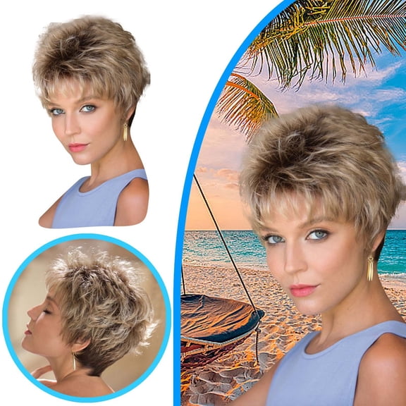 European Styled Short Dyed Wigs with Two Color Women's Curly Fiber Hair Cover