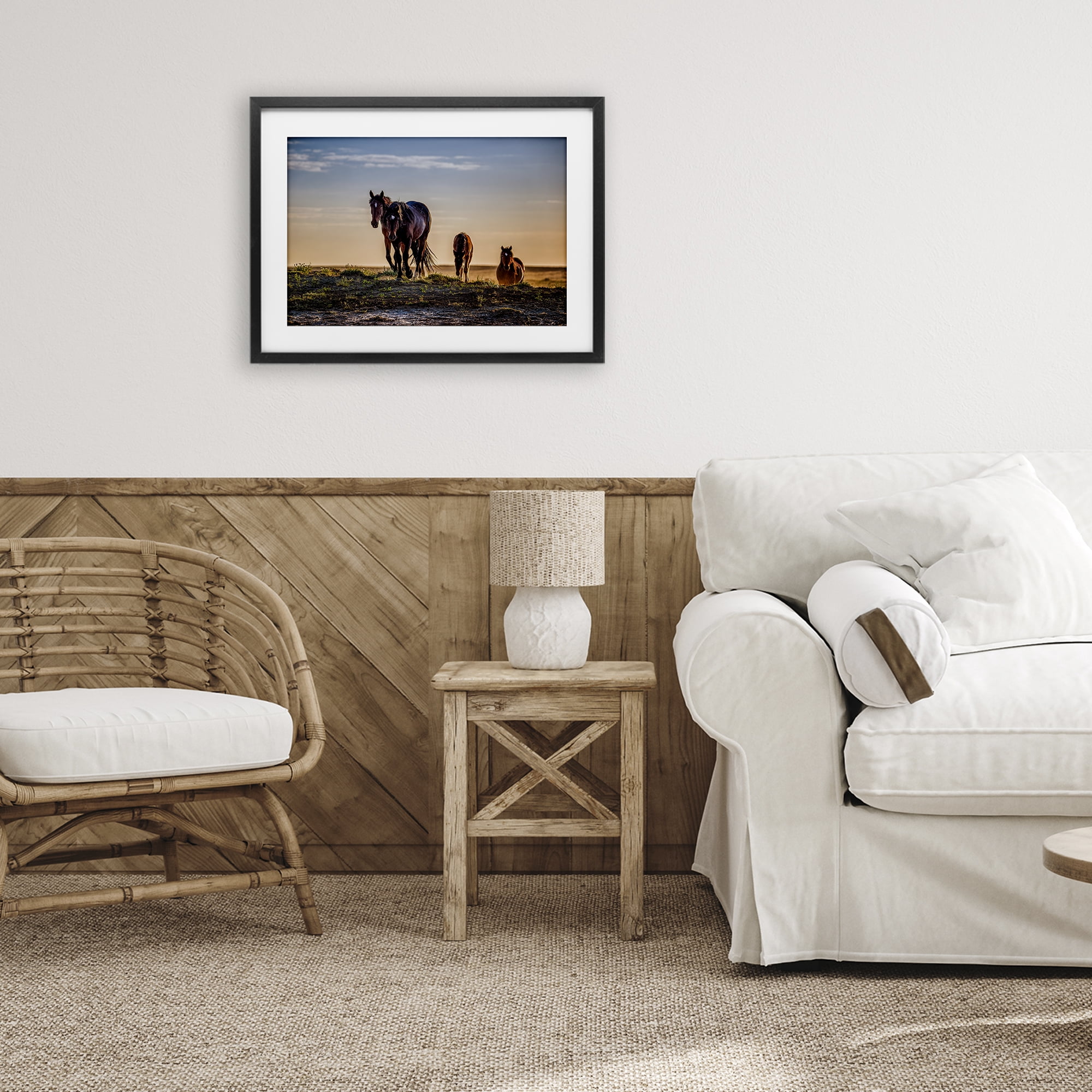 Stupell Industries Horses Coming Home Black Framed Print Under Glass, design by Tim West