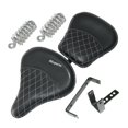 thumbnail image 1 of Fits Royal Enfield Classic 350 500 Front Rear Leather Black Seat with Spring, 1 of 5