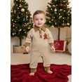 thumbnail image 4 of BemeyourBBs Baby Boy Christmas Romper Striped Santa Collared Long Sleeve Bodysuit, 4 of 9