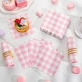 thumbnail image 3 of 120 Pcs Pink Gingham Napkins, Pink Baby Shower Napkins Scalloped Cocktail Napkins Disposable Pink Checkered Napkin Plaid Napkins for Valentines, Baby Shower, Tea Party, Picnic, 5 x 5 Inches, 3 of 7