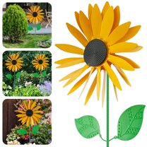 Protoiya Wind Spinner 3D Metal Sunflower Windmill Heavy-Duty Metal Wind Spinners Decorative Sunflower Farm Art Sculpture Vivid Sunflower Craft for Yard Garden Patio Lawn