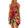 thumbnail image 2 of Itsame Women Summer Dress Round Neck Tie Dyeing Thin Dress Multicolor Size S, 2 of 6