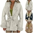thumbnail image 5 of Lovskoo Womens Winter Coats Faux Fur Jacket Thick Warm Open Front Cardigan Long Sleeve Solid Color Stand-Up Collar Cardigan Outerwear Padded Coat White, 5 of 5
