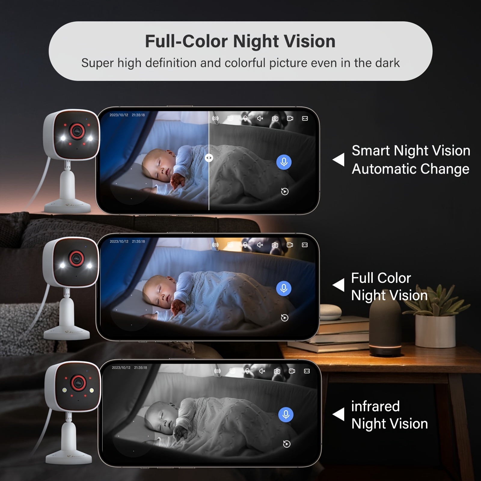 General Surveillance Cameras 2.4Ghz, 2K HD Wifi/Color Night Vision/Ai Human Motion Detection/Two-Way Audio/Outdoor/Indoor Pet Dog Cat Baby Monitoring Camera for Home Safety, Without Battery