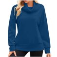 thumbnail image 2 of WFJCJPAF 2025 New Product Blouses for Women Plus Size,Fashion Women's Casual Long Sleeve Turtleneck Ladies Solid Zipper Tops Blouse - Blue L, 2 of 8