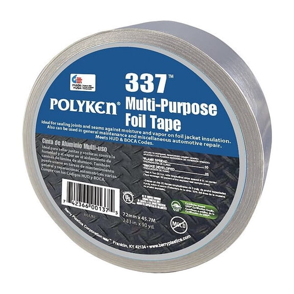 Polyken Foil Tape, Aluminum, 50-1/4 yd L, 2-7/8 in W 337