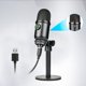 thumbnail image 5 of Kearding Micrófono de condensador con cable Transmisión en vivo Curso en línea Video Chat Micrófono Sonido estéreo Dispositivo de Sistemas de cine en casa Negro Juego de soportes de disco, 5 of 6