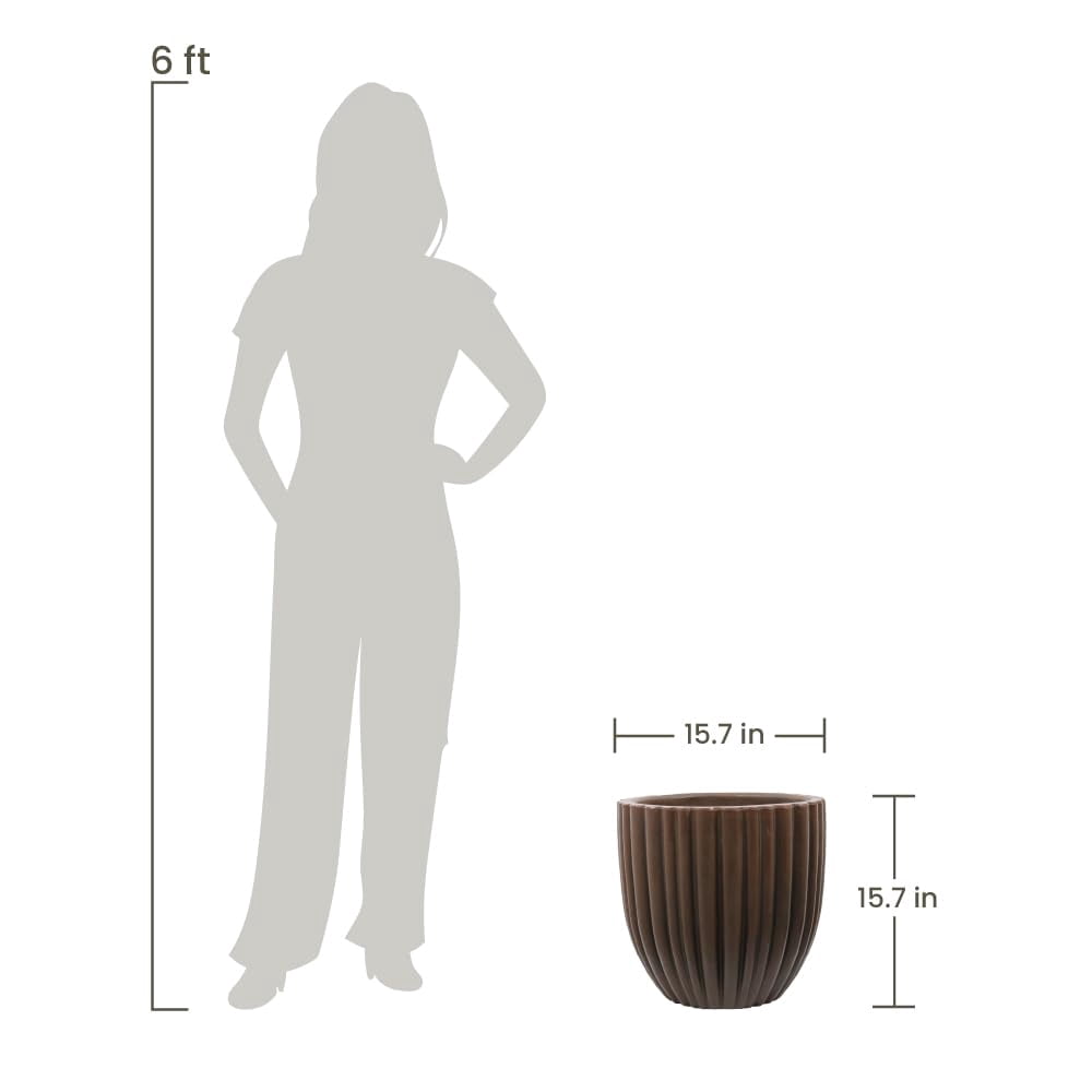 Ecobo 15.7" Tall, Eco-Friendly Round Pot Planter, Cocoa Indoor/Outdoor use, Durable, Versatile & Lightweight, Designed by Brazilian Artisans, Contemporary All-Weather Design – Brown