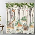 thumbnail image 2 of HVEST Watercolor Forest Shower Curtain, Wild Animals Bear Fox and Cute Deer in Forest Bathroom Shower Curtain Green Plants Polyester Fabric Decor Curtain with Hooks, 72X72 inch, 2 of 7