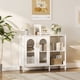 thumbnail image 1 of Aparador Buffet de 2 Puertas, Gabinete de Almacenamiento de Madera con Puertas de Vidrio, Manijas Doradas, Estilo Moderno de Madera, 1 of 9