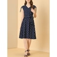 thumbnail image 5 of INSPIRE CHIC Women's V-Neck Vintage Polka Dots Tie Waist Sleeveless Dress S Dark Blue, 5 of 7