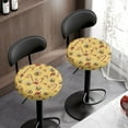 thumbnail image 2 of Renewold Christmas Seat Cover for Round Bar Stool, 2 Pack Cute Bee Print Candy Cane Yellow Non-Slip 12-14 Inch Bar Stool Slipcover Vanity Seat Stool Slipcovers Christmas Decor, 2 of 5
