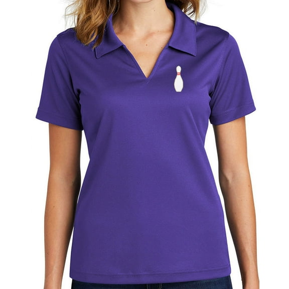 Ladie's Single Bowling Pin No Buttons Dri-Mesh Polo Shirt, 2XL Purple