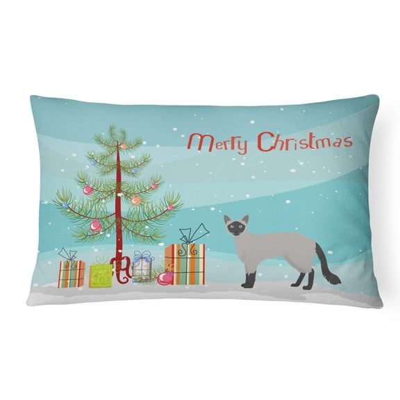 Carolines Treasures CK4564PW1216 Balinese 1 Cat Merry Christmas Canvas Fabric Decorative Pillow, 12H x16W, multicolor
