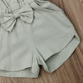 thumbnail image 4 of Seyurigaoka Girl's Solid Color Jumpsuit Ruffle Sleeve Button Down Bow Romper, 4 of 4