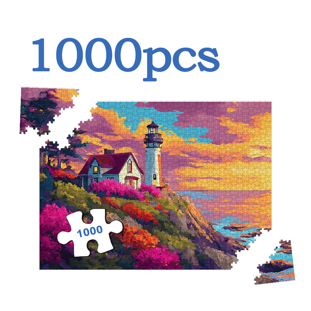 A Box of (1000pcs) Adult Puzzles, with a Gorgeous Sunset Design, Challenging, Suitable. 29.4*19.6 in