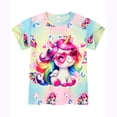 thumbnail image 3 of Beilxfa Little Girls Cartoon Short Sets Summer 2 Piece Outfits Toddler Teen Girl Top T-shirt and Shorts Pjs 3-10T-Unicorn, 3 of 9