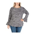 thumbnail image 1 of Style & Co. Womens Marl Ruffle Knit Sweater, Grey, Plus Size, 2X, 1 of 1