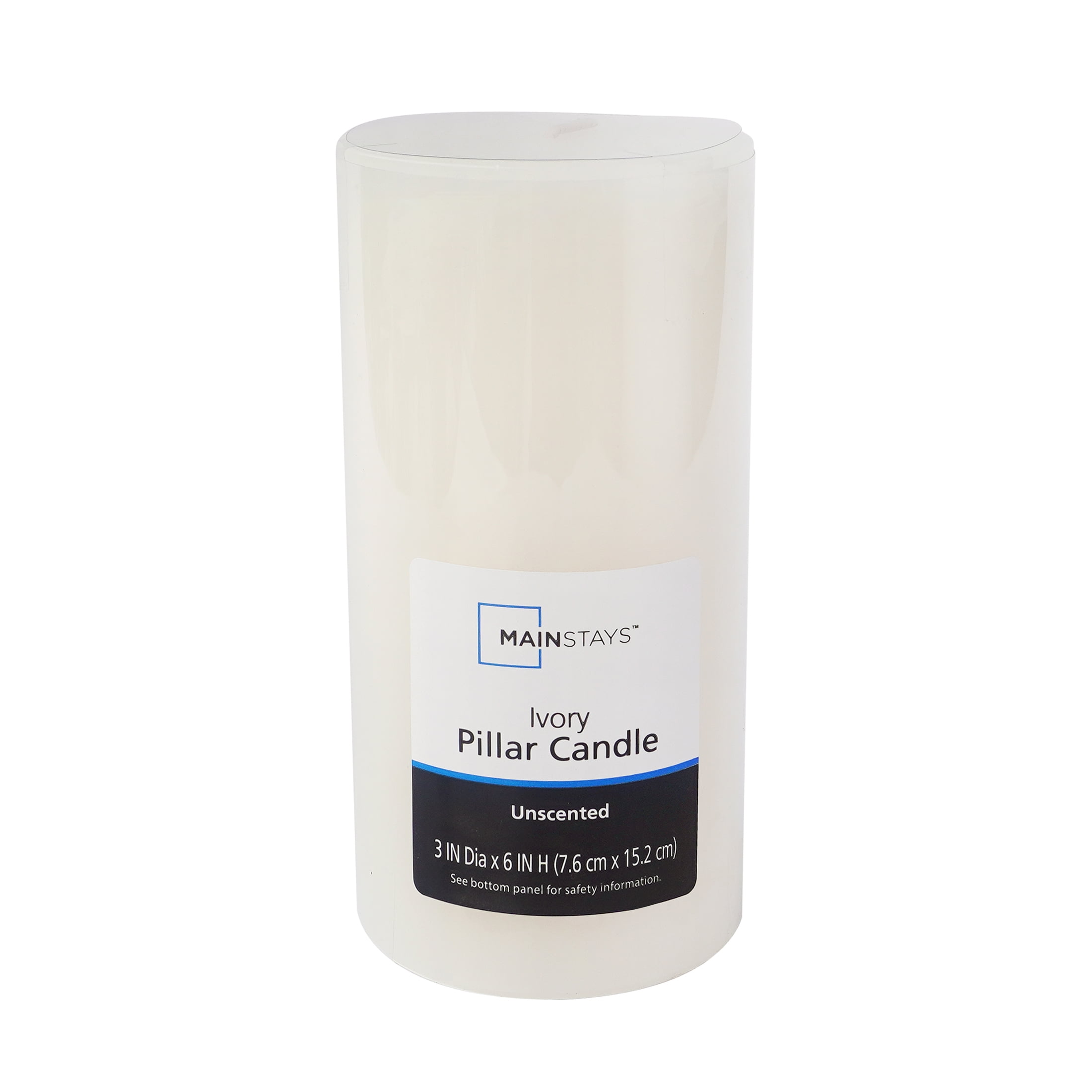 (2 pack) Mainstays Pillar Candle, Single Wick, 3 in x 6 in, Unscented, Ivory