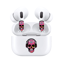 AirSkins Cool Skeleton Stickers for AirPods 4 - Pink Skeleton Headphone Decoration Accessories, Fun Headphone Accessories, Cool Skull Skin, Pink Skull Stickers For Headphones