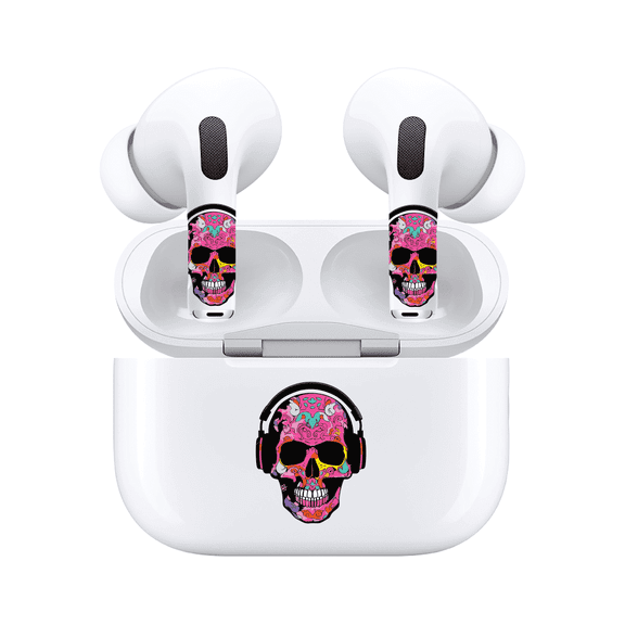 AirSkins Cool Skeleton Stickers for AirPods 4 - Pink Skeleton Headphone Decoration Accessories, Fun Headphone Accessories, Cool Skull Skin, Pink Skull Stickers For Headphones
