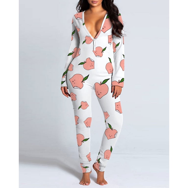 Dames Onesie Pyjama Jumpsuit Uit Één Stuk Met Capuchon, Butt Button Back Flap Thermal Union Suit Bodysuit Nachtkleding,Grijs,XXL,HaoAMZ