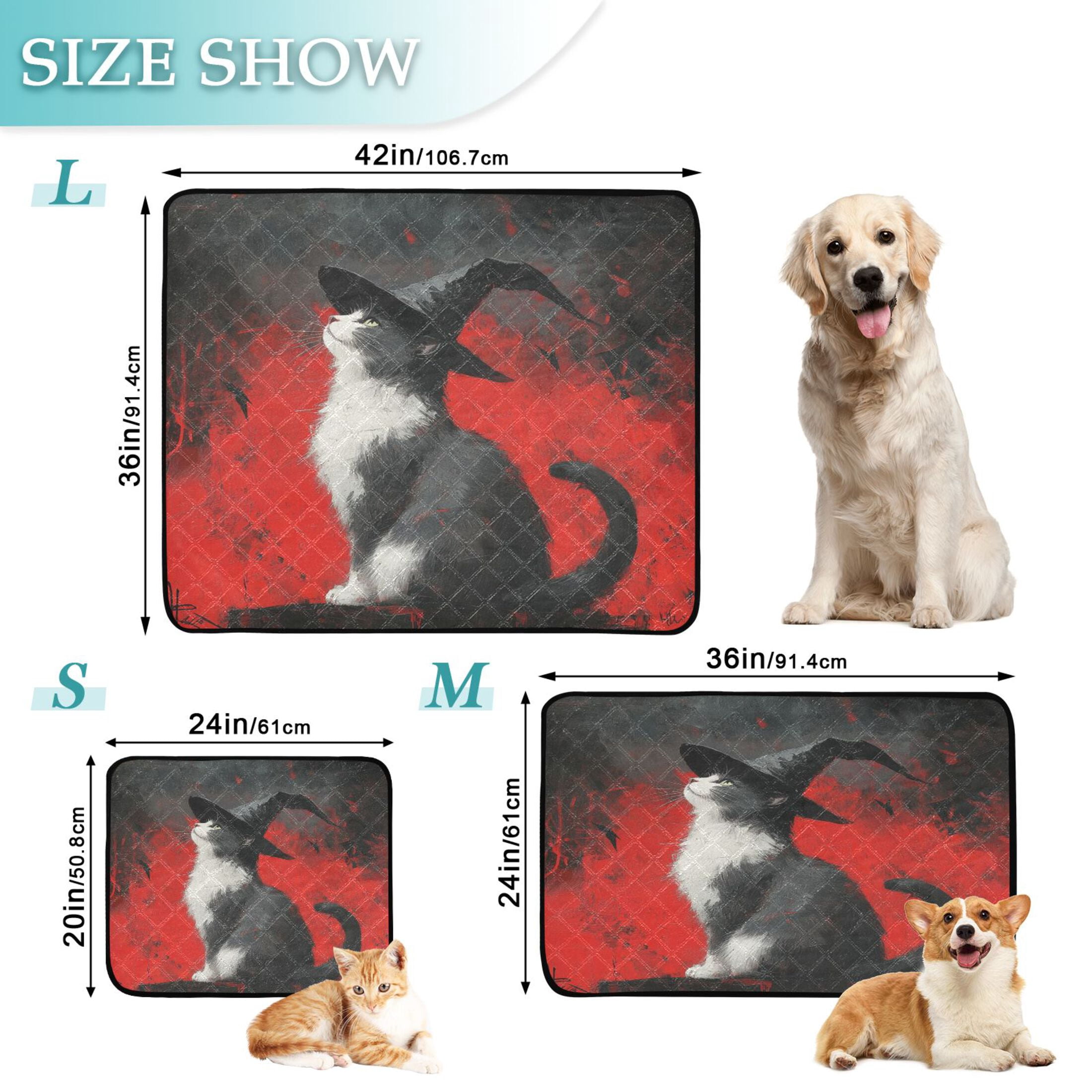 Qxltty Black Hat Cow Cat Cat litter Pads Pet Set of 3 Diaper Mats Center Anti-leakage Layer Absorbent Soft and Comfortable
