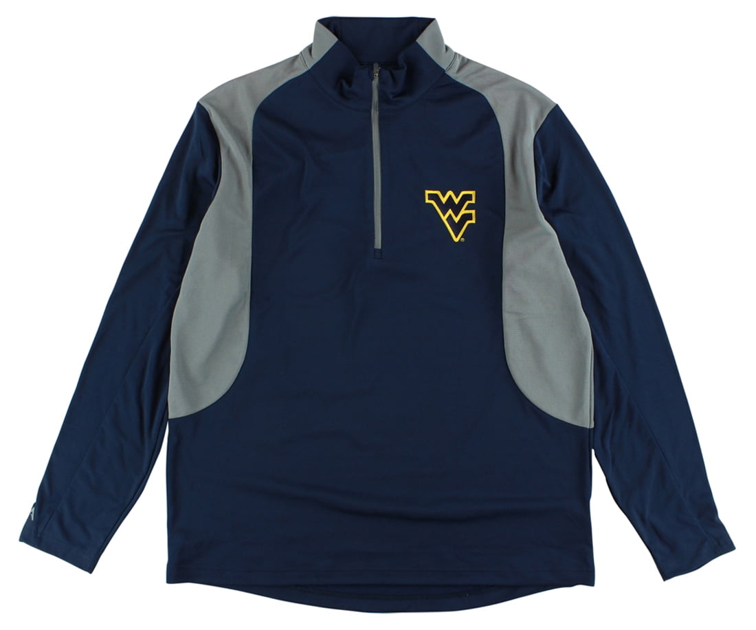 Antigua Mens West Virginia University Delta Quarter Zip Pullover Jacket Blue by Antigua