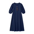 thumbnail image 5 of Boho Dresses for Women 3/4 Length Puff Sleeve V Neck Casual Maxi Dress with Pockets Vacation Beach Dress, 5 of 5