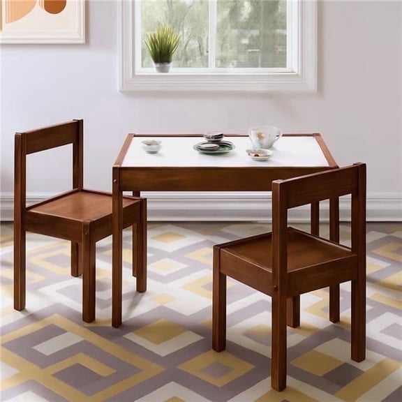 Olive & Opie Gibson 3-Piece Dry Erase Kids Table And Chair Set, Brown
