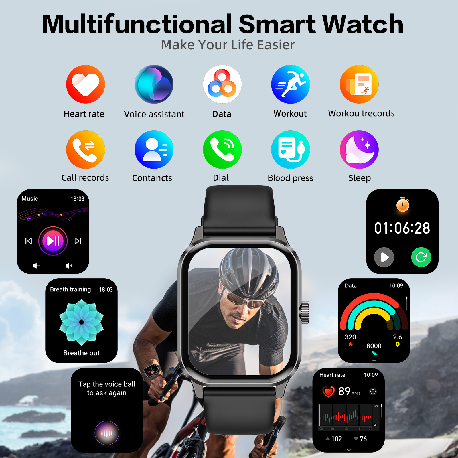 Amybaby 1.96" Smart Watch with Bluetooth Calls & 120+ Sports Modes photo 4