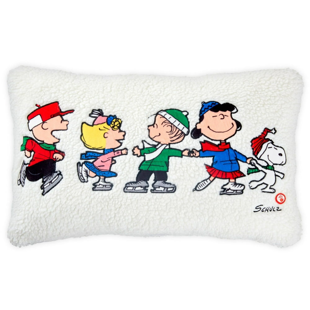 Hallmark Peanuts Gang Ice Skating LightUp Throw Pillow Charlie Brown