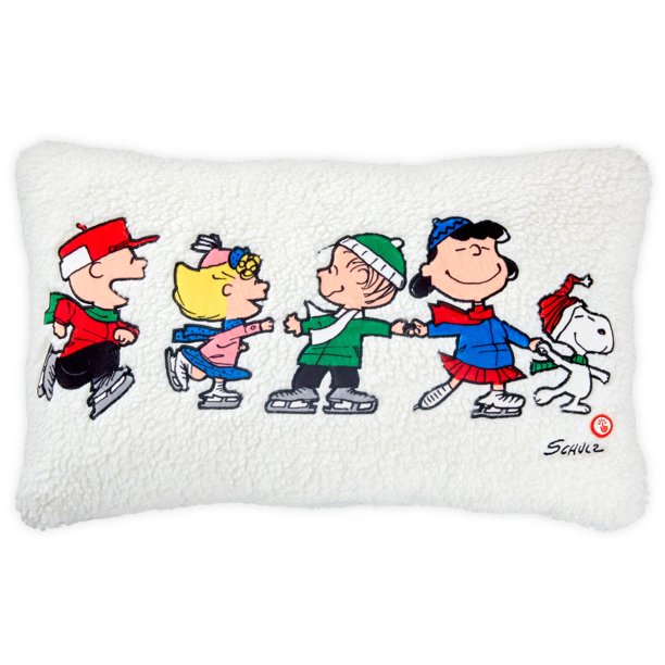 Hallmark Peanuts Gang Ice Skating LightUp Throw Pillow Charlie Brown Snoopy New