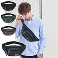 thumbnail image 1 of Riñonera de Lona para Hombre, Ideal para Deportes Al Aire Libre | Negra | 31X16X5Cm | Diseño Espacioso | Elegante y Versátil | Cómoda de Llevar | 1 Unidad, 1 of 6