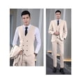 thumbnail image 6 of Men's Suit Slim Fit 3 Piece Suit Double Breasted Suit One Button Formal Wedding Prom Suits Beige XXS, 6 of 7