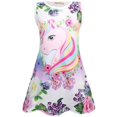 thumbnail image 1 of Robe Sans Manches Imprimée Licorne pour Filles Robe d'Été de Fête 4-9 Ans, 1 of 2