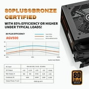 ARESGAME 500W Non-Modular ATX Gaming Power Supply 80lus Bronze Certified PSU (AGV500)