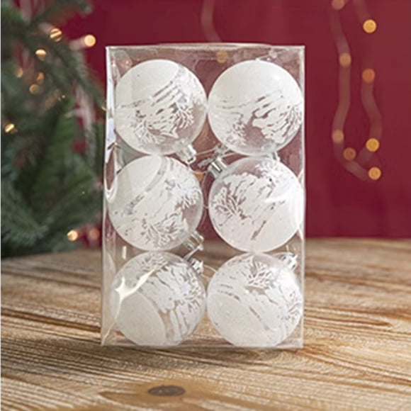 LSLJS 6Pcs Christmas Ball Ornaments Tree Decorations,2.36 Inch Christmas Bulbs Ornaments for Christmas Tree Ornaments Tree Skirt Home Party Holiday Decor, White Ball