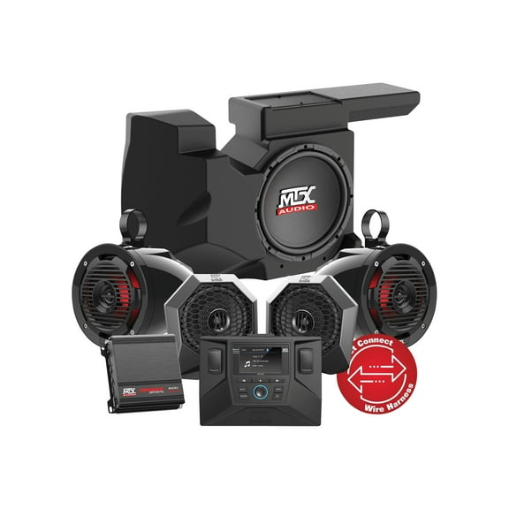 MTX Audio RZRSYSTEM3 - Includes An All Weather Radio, Front Speaker 6.5" Pods, Rear 6.5"Cage-Mount Pods, A 400-Watt Amplifier & Loaded 10" Subwoofer Enclosure For Select 2014-2018 Polaris RZR