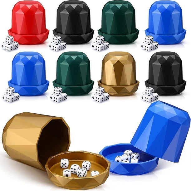 10-Pack Mini Dice Cup Set with 50 Six-Sided Dice - Plastic Shaker Cups for Dice Game, Party Favors, Carnival Prizes, Math Rewards