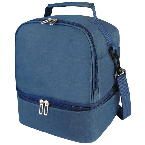 Insulated Lunch Bags for Women Men with Adjustable Shoulder Strap,AILKIN Large Lunch Box Tote Leakproof Cooler Reusable Double Deck Thermal Lunch Bags for Women,Adults,Work,Picnic,Dark Blue