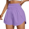 thumbnail image 2 of Athletic Shorts Women Knit Waistband Workout Running Above Knee Shorts Purple XL, 2 of 7